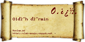 Oláh Ármin névjegykártya